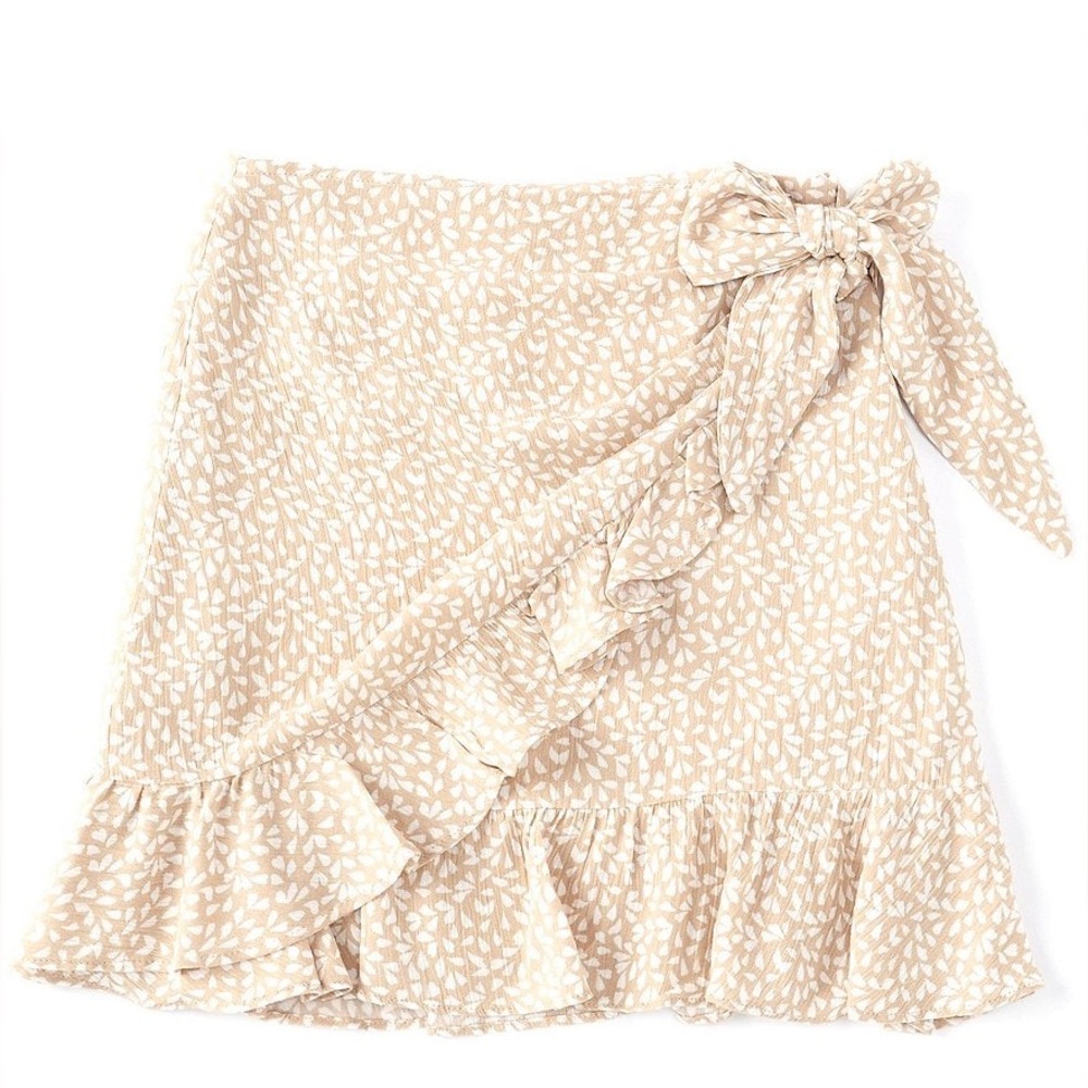 GB Girls Printed Side-Tie Faux-Wrap Skirt